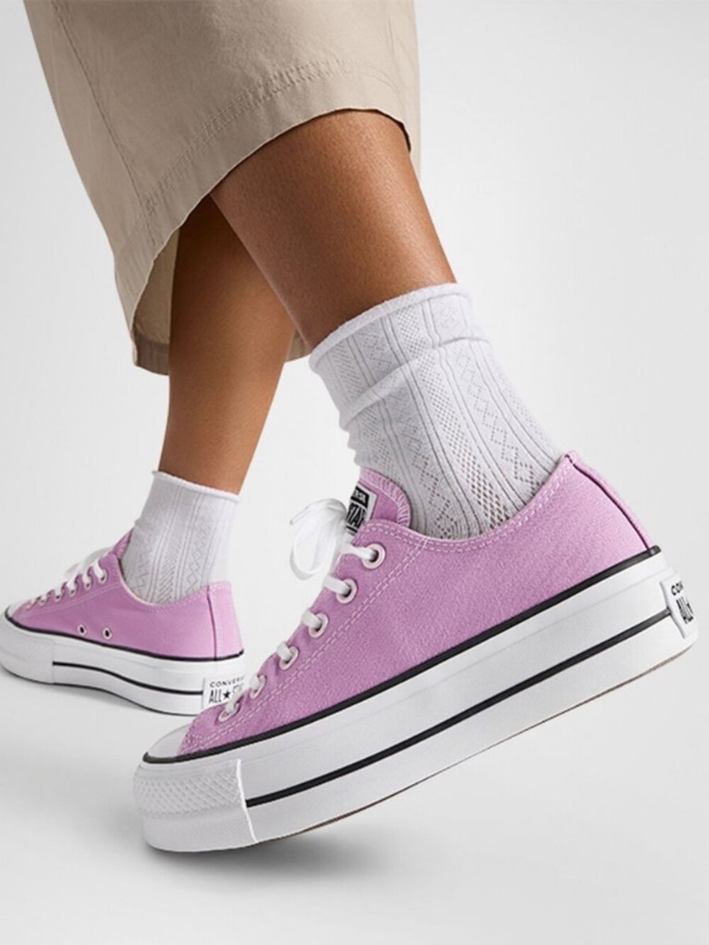 CONVERSE All Star Sneakers NEW Platform Low Amethyst White Size Mens 9 Women 11